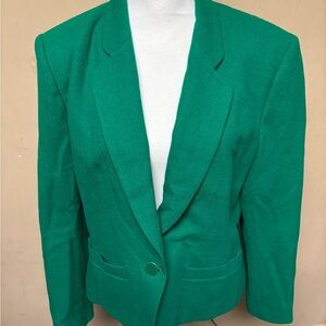 Vintage Women's Green Pendleton Blazer, Made in USA, 14
